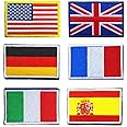 Antrix 6-Piece Embroidered Hook and Loop Patches - American/United Kingdom/Germany/France/Italy/Spain Flag