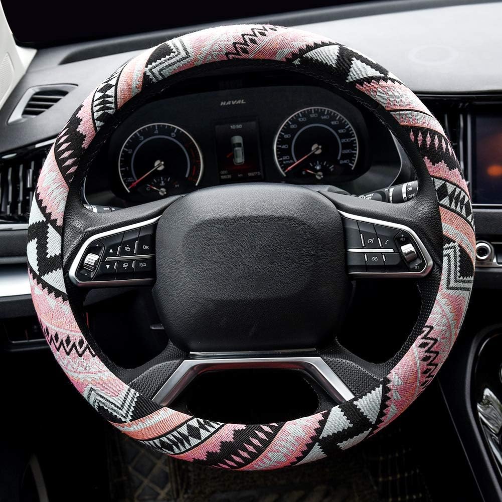 Valleycomfy Boho Universal 15 inch Steering Wheel Covers with Cloth for Women: Automotive