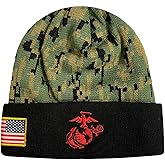 Icon Sports U.S. Military Beanie – Official Embroidered Flag Patch Warm Winter Knit Cap Adult Unisex Hats for Men Women (U.S. Marine/Black Digital Camo, One Size)