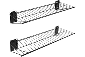 Dobures 2Pack Metal Shelves Heavy Duty, 24"x11" Garage Wall Mounted Storage Shelving, Black Wire Rack for Garage and Utility Room, 90lb Capacity (Easy Install)