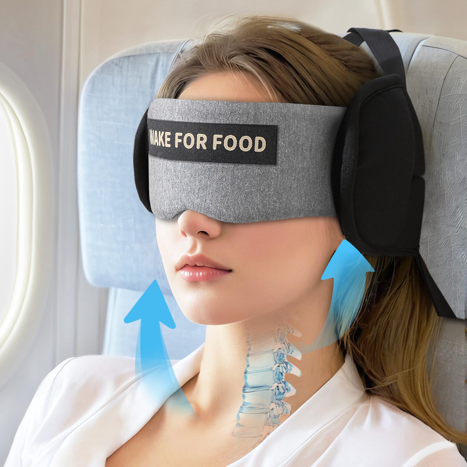 Photo 1 of **MISSING ASSEMBLY PIECES** ARLIKSI Travel Pillows for Airplanes, Airplane Head Strap with Eye Mask for Long Flight Sleeping Travel, 360° Support Neck Pillow for Plane Car Road Trips Seat Sleep, No Bobblehead (White)