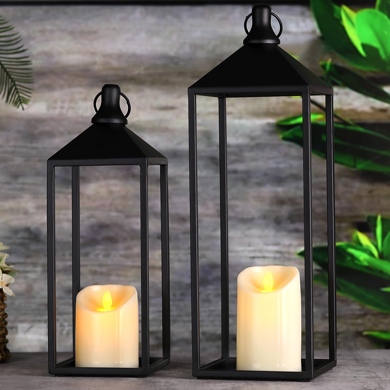 Decorative Lanterns Lanterns Decorative Outdoor Set Of 2 19''\u002615.5'' Tall  Stainless Steel Metal Lanterns Decorative Indoor, image size:1600x1600