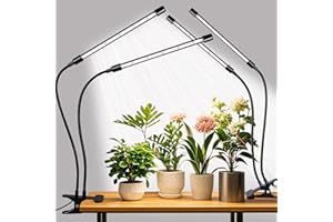RWNTAO Grow Lights Upgrade 168 LEDs Clip Plant Lights for Indoor Plants, Full Spectrum White+ Red LED Plant Growing Lamps with Flexible Gooseneck, 3/9/12H Timer, 3 Spectral Modes, 10 Dimmable Levels 2 Pack