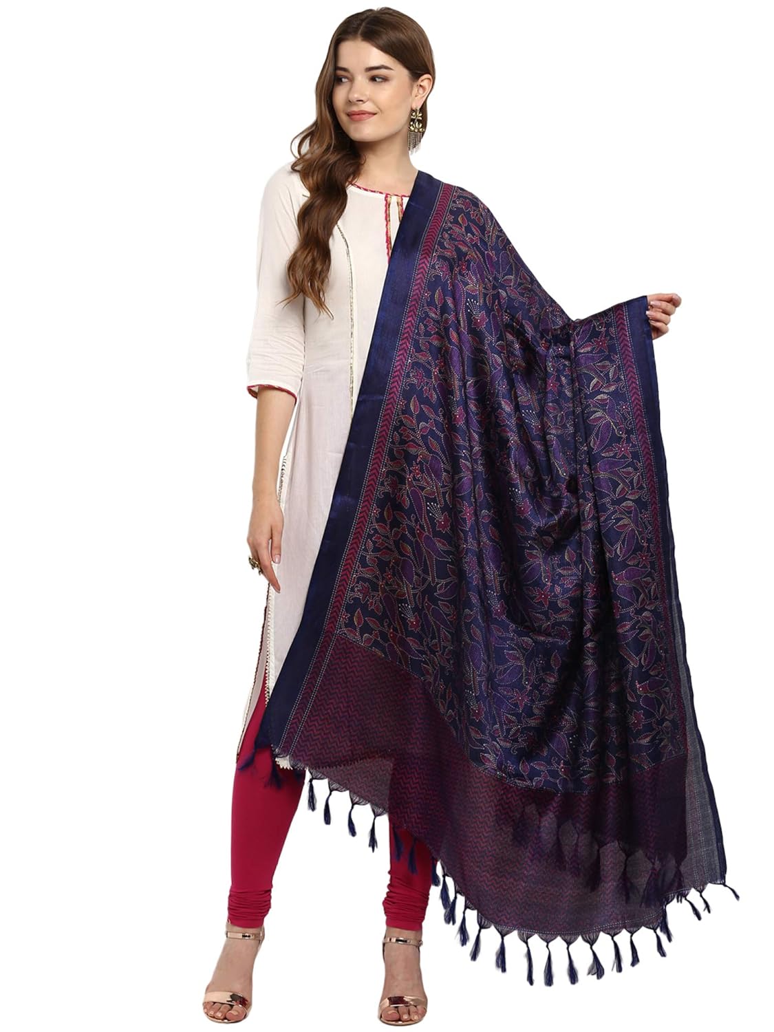 applecreation women's khadi silk dupatts with jhallar (freesize_blue_khdpt107d)