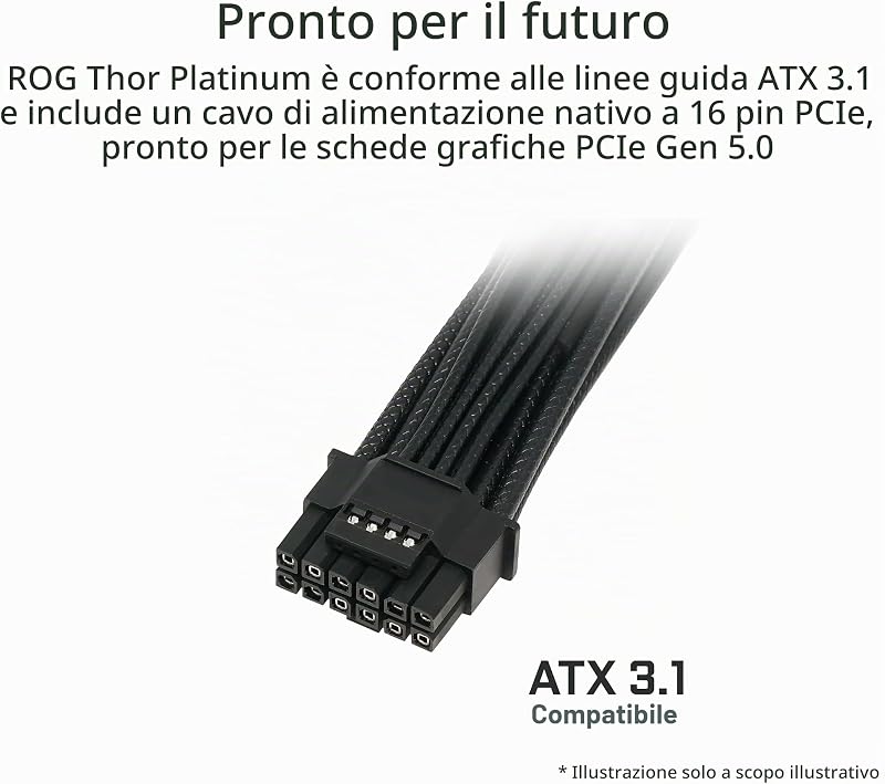 ROG THOR 1000W Platinum III, Alimentatore Gaming Modulare per PC, Nero
