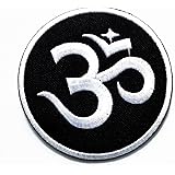 HHO Black Aum Om Ohm Hindu Yoga Indian Lotus Lucky Sign Logo Hippie Retro Biker Jacket T-shirt Vest Patch Sew Iron on Embroidered Badge Custom