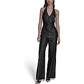 BCBG womens Sleeveless Halter Neck Vested Wide Leg Jumpsuit