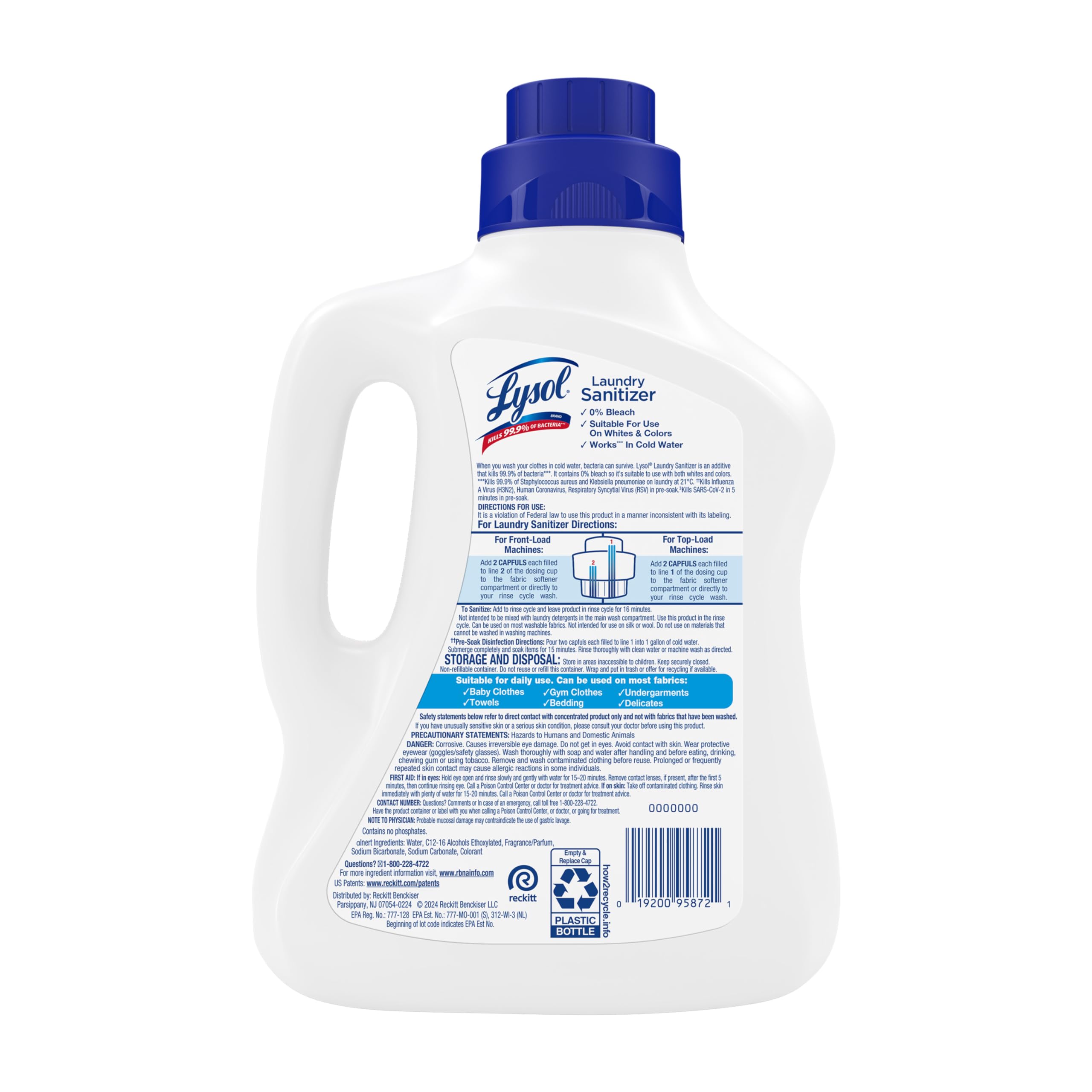 Lysol Laundry Sanitizer Additive, Bacteria-Causing Laundry Odor Eliminator, Detergent Additive, Crisp Linen, 90oz