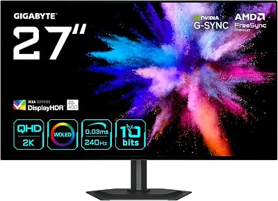 GO27Q24G Moniteur Gaming OLED 27” 2K QHD - 2560 x 1440, 240Hz, 0.03ms, 275 CD/m², FreeSync Premium, G-Sync Compatible, HDMI 2.1, DisplayPort 1.4