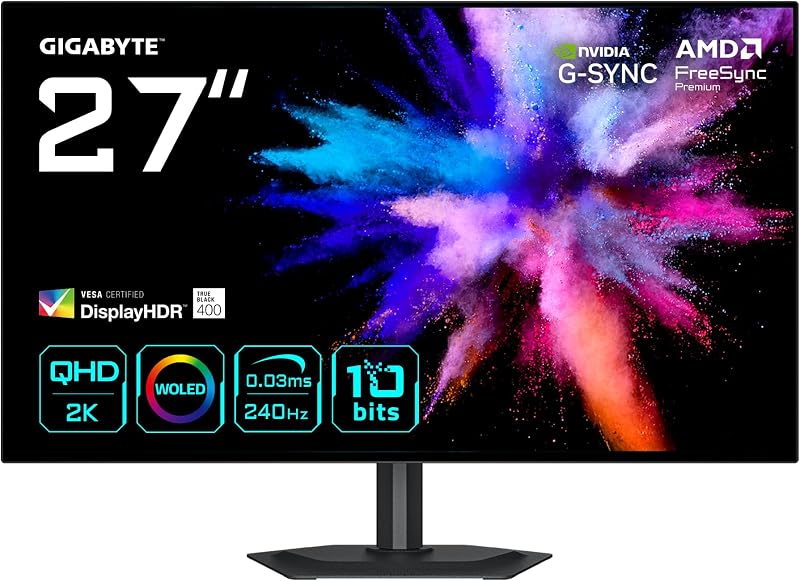 GO27Q24G Moniteur Gaming OLED 27” 2K QHD - 2560 x 1440, 240Hz, 0.03ms, 275 CD/m², FreeSync Premium, G-Sync Compatible, HDMI 2.1, DisplayPort 1.4