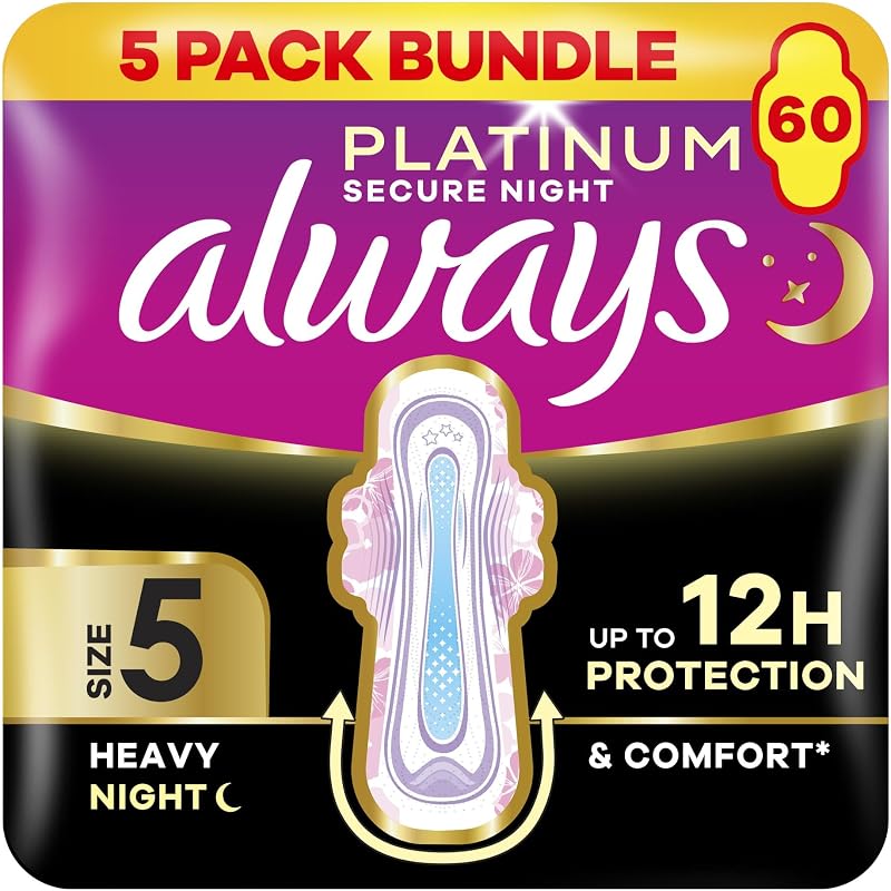 Always Platinum Secure Night Extra Sanitary Towels with Wings Size 5