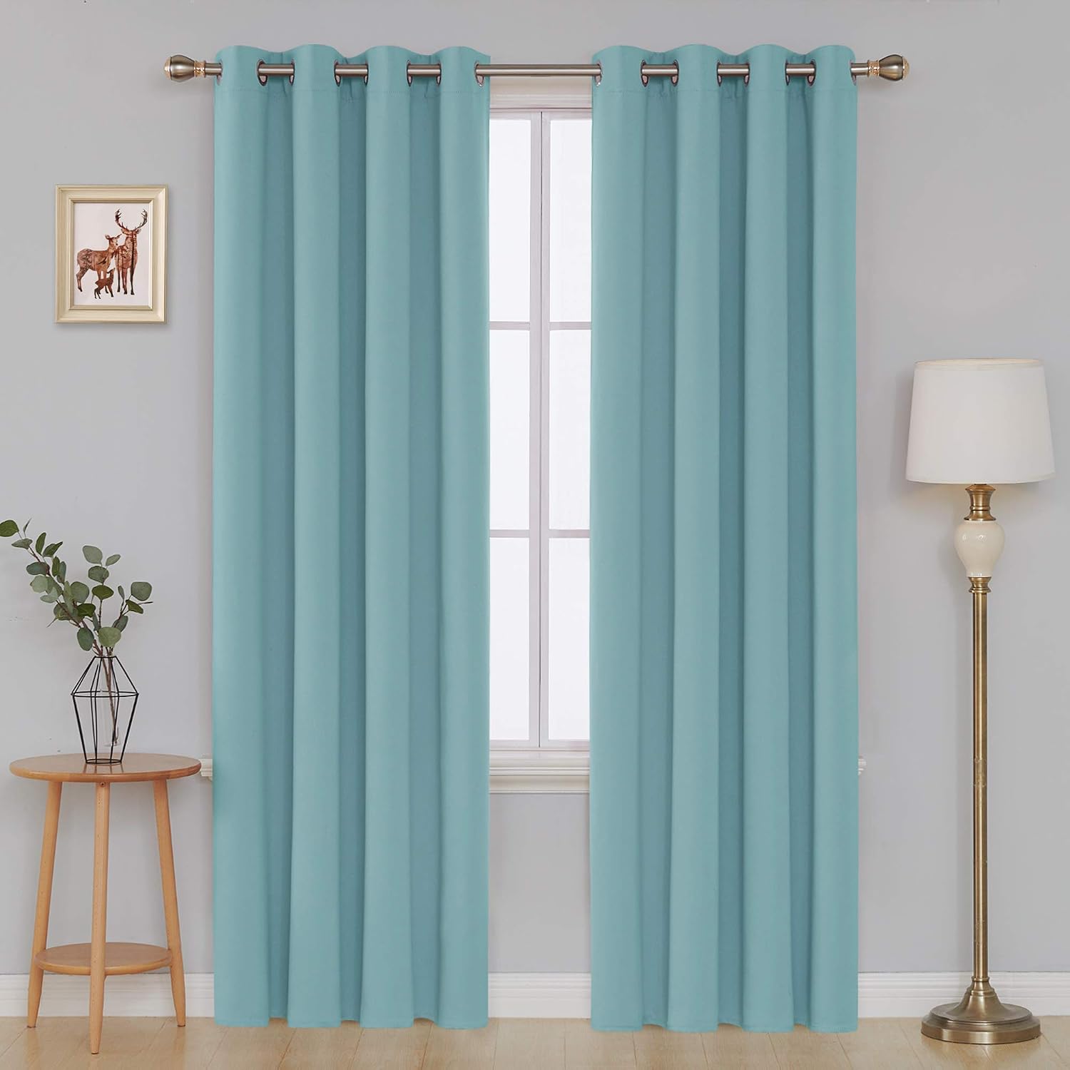 Deconovo Super Soft Solid Thermal Insulated Eyelet Blackout Curtains for Bedroom 55x96 Inch Two Panels Sky Blue - Image 3