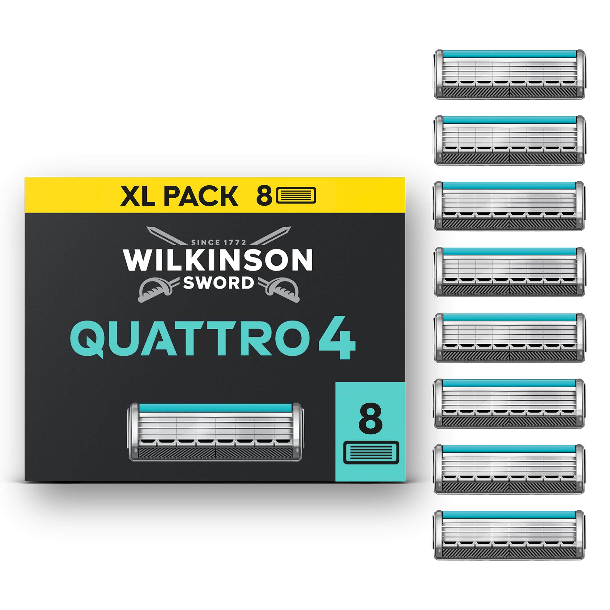 Wilkinson Sword Quattro Titanium Sensitive Razor Blades - Pack of 8 Blades
