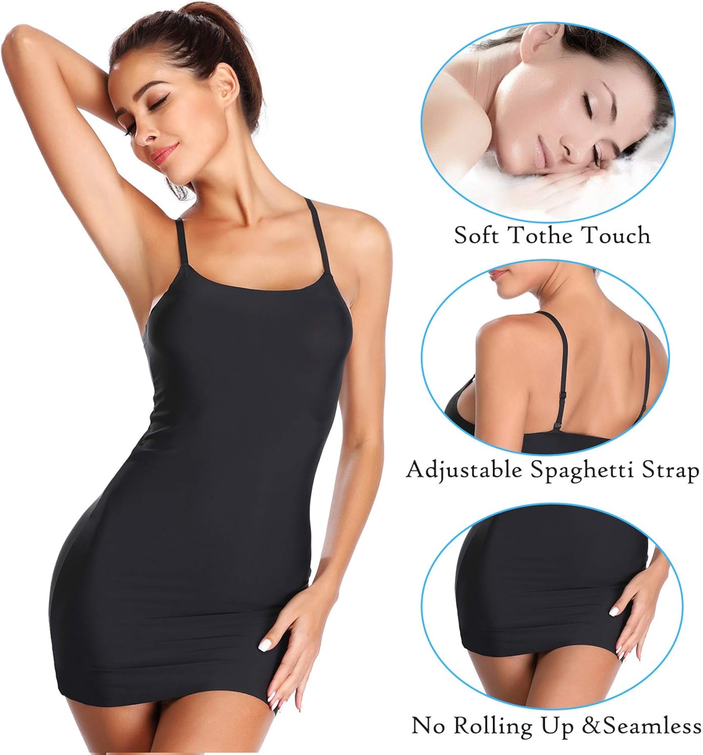 Joyshaper Full Slips for Women Long Cami Slip Dress Spaghetti Strap Bodycon Dress Sexy Camisole at  Women’s Clothing store