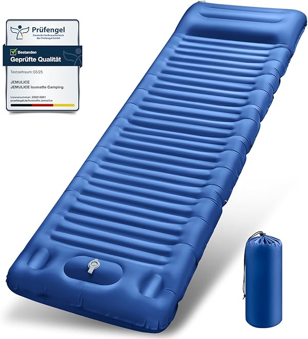JEMULICE Isomatte Camping, 12CM Ultradicke Camping Luftmatratze mit Fußpumpe, Aufblasbare Matratze Kleines Packmaß, Ultraleichte Wasserdicht Outdoor Campingmatte Schlafmatte für Wandern, Zelt