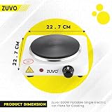 Zuvo 1500W Single Hot Plate Portable Electric Hob White 19cm Ring view 2