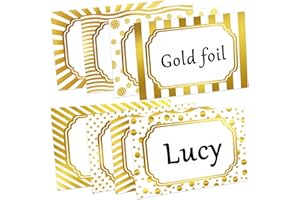 Zacool Gold Foil Name Tags (3"x 2") - 160 Pcs Tag Stickers With Gold Border - Sticky Labels for Gift Themed Party, Family, Home, School, Office
