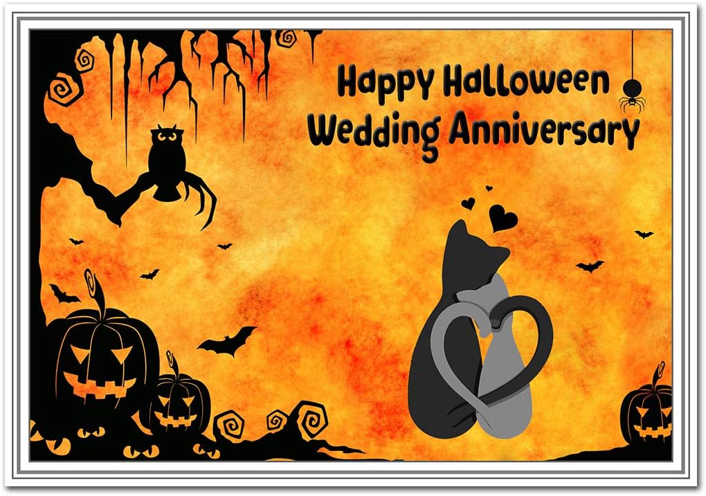 Halloween Wedding Anniversary Card Special Wishes Congratulations Creative Fun Cool Design Blank Inside To Write Own Message Best Quality Marriage Keepsake Cats In Love Theme Amazon Co Uk Office Products