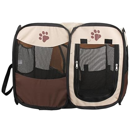 Questionno Folding Pet Dog Tent House, Portable 8-Side Oxford Playpen Indoor Outdoor Kennel Fence for Puppy Cat Rabbit