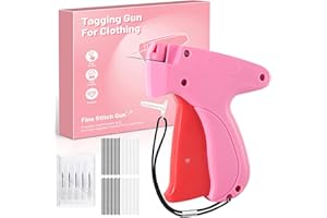 JETAOYA Fine Stitch Gun for Clothes, Stitchy Microstitch Gun, Quick Clothing Fixer, Handheld Stitch Tagging Gun for Clothing, Mini Sewing Gun Kit with 6 Needles, 1000 Black & 1000 White Fasteners (Pink)