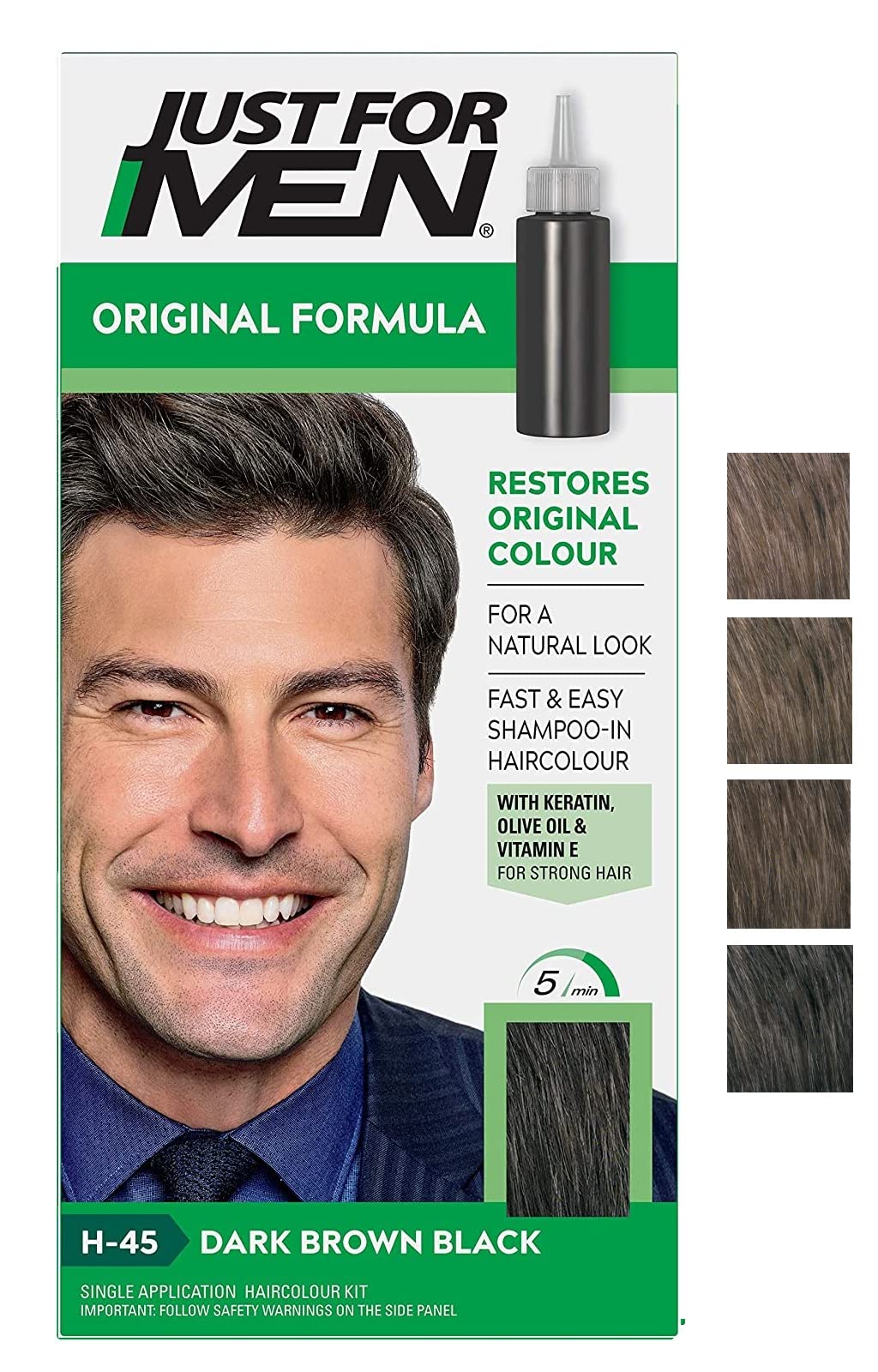 Just for men Original Formula Dark Brown Black Hair Dye, Restores Original Colour for a Natural Look H45