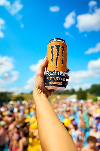 MONSTER ENERGY REHAB PEACH TEA + ENERGY, ENERGY ICED TEA, ENERGY DRINK, 15.5 OUNCE (PACK OF 15)