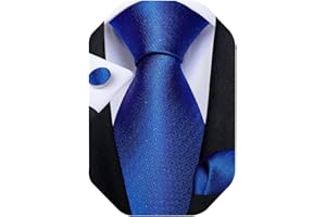 DiBanGu Extra Long Ties for Men Wedding Party Silk Classic Solid Plaid Striped Necktie & Pocket Square Cufflinks Set Gift Box