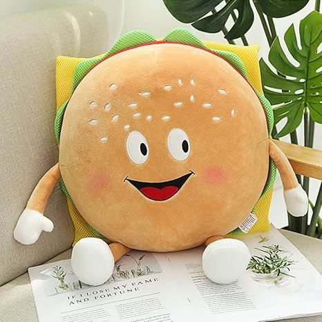 Comida de Dibujos Animados Divertidos Peluches Pizza Hamburguesa Palomitas de maíz Hot Dog Peluche Relleno Snack Almohadas Cojín Juguetes para niños Regalo de cumpleaños-Hamburguesa: Amazon.es: Deportes y aire libre
