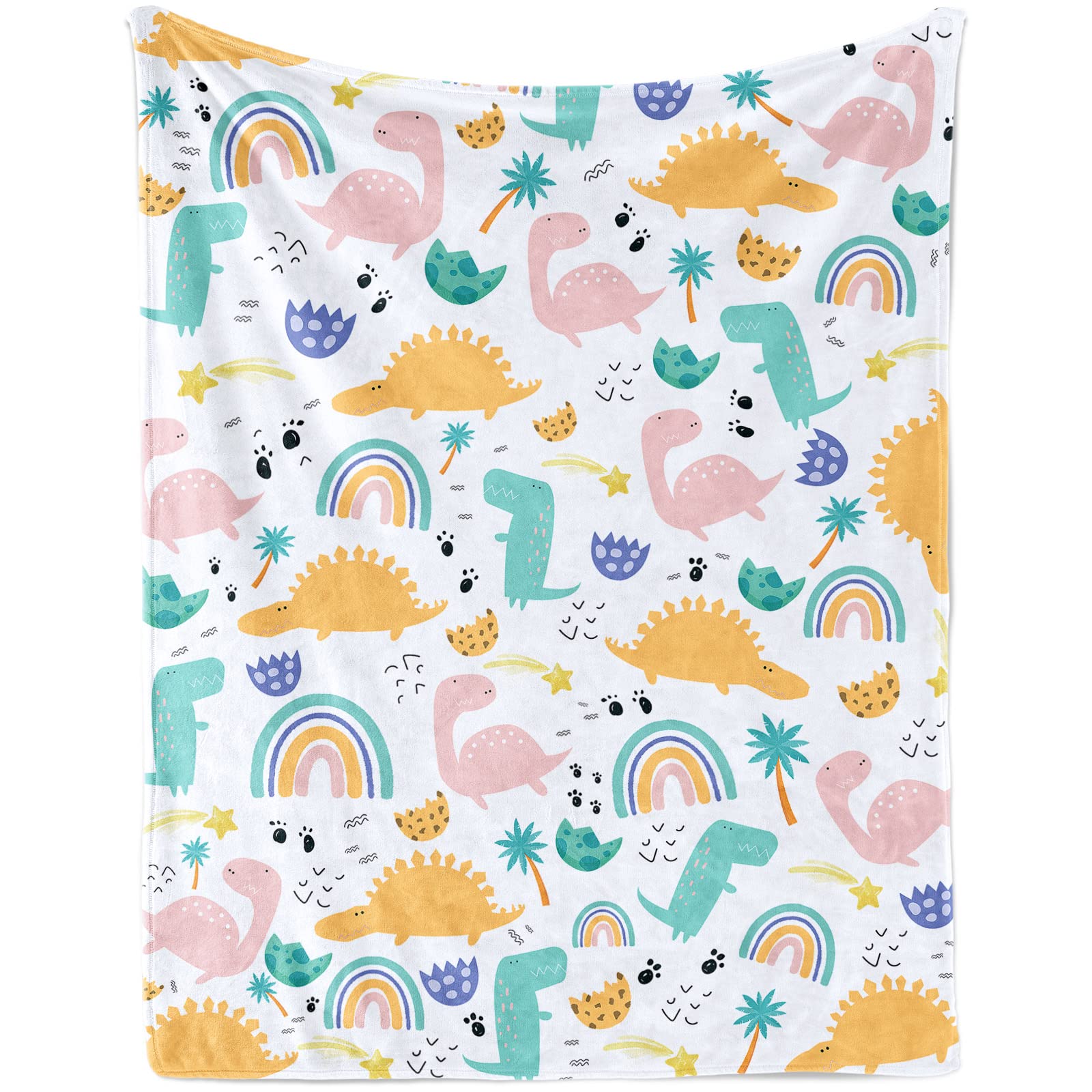 Dinosaur Blanket for Boys Girls, Soft Dinosaur Baby Crib Plush Flannel Blanket for Nursery, Cozy Warm Dinosaur Fluffy Throw Blanket Gift with Vibrant Colors and Cute Design for Newborn and Toddler