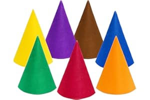 Fengek 7 Packs Christmas Gnome Hats, Felt Cone Dwarf Hats for Unisex Adults Teens Elf Hat for Halloween Party Supplies, 7 Colors