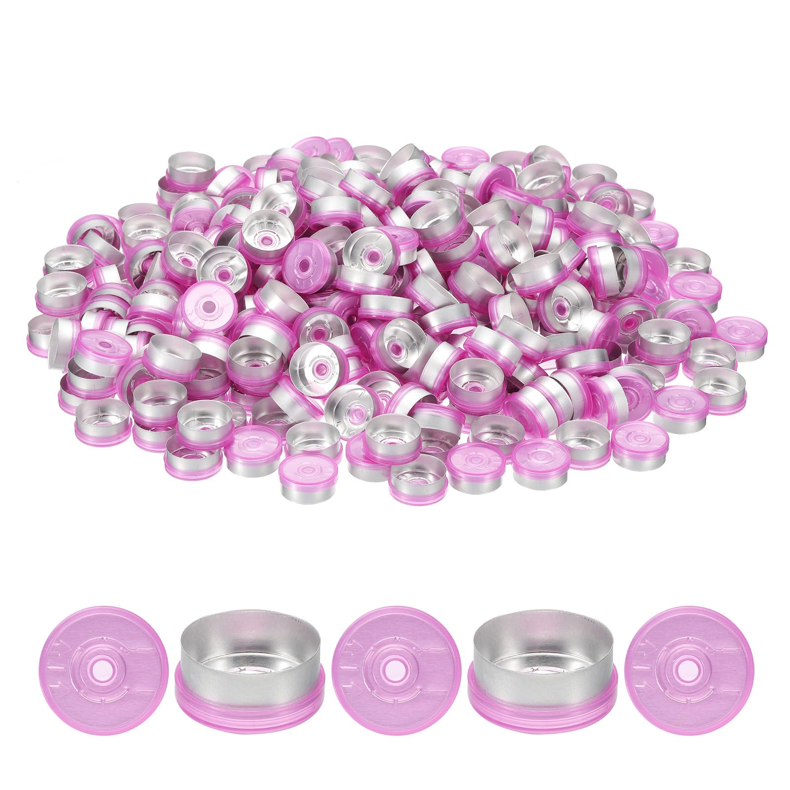 Photo 1 of PATIKIL 20mm Flip Off Caps, 300 Pcs Flip Off Caps Flip Off Seals Flip Off Vial Seals Plastic Aluminum Caps Cover for Glass Vial Laboratory, Purple