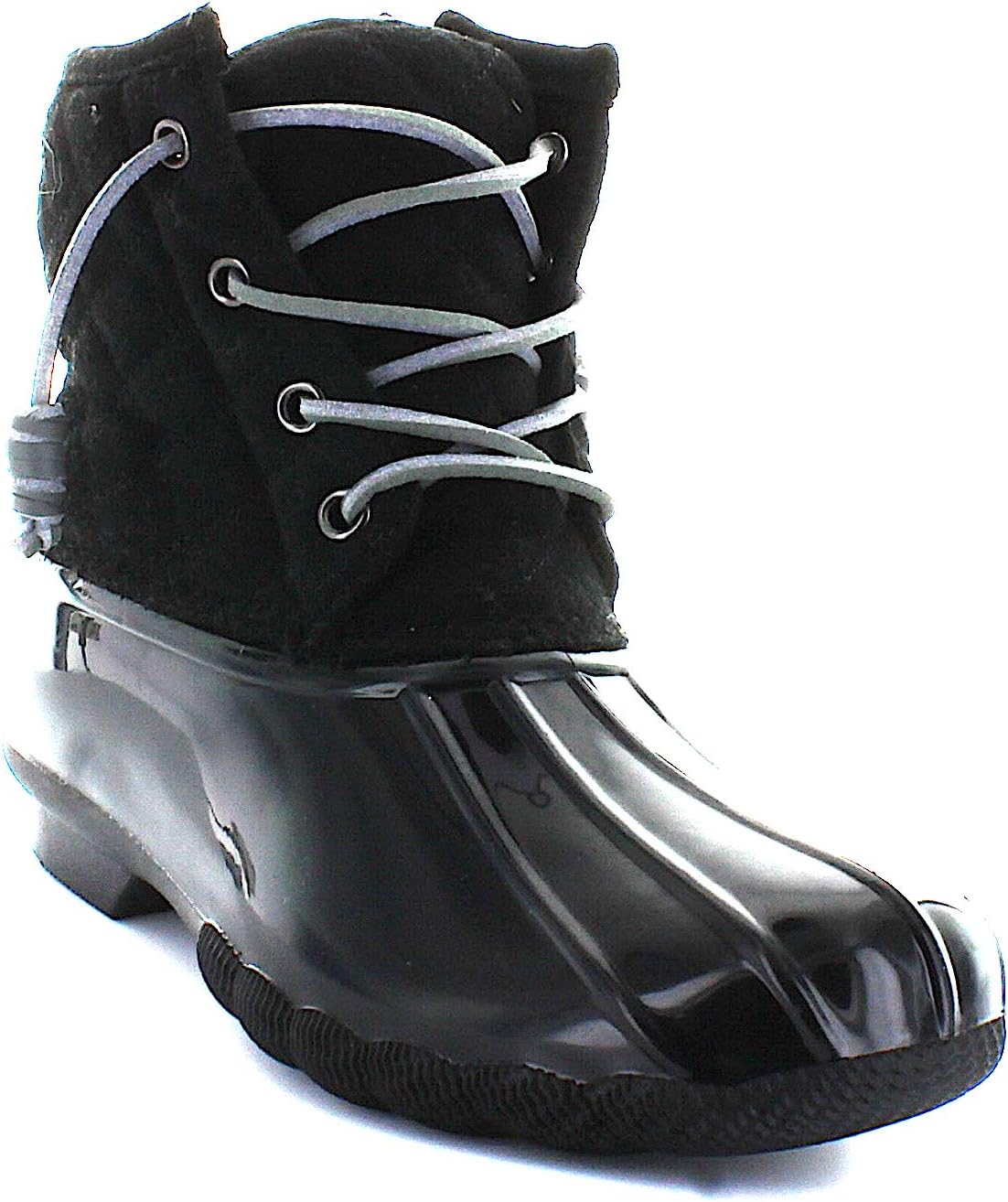 Seven7 Women's Goose Emboss Wool Rain Boot Duck Booties Two-Tone