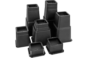 SHOUWUHHO 20 PCS Adjustable Bed Risers 10 Inch Heavy Duty, Furniture Risers Elevation in Heights 1, 2, 3, 4, 5, 6, 7, 8, 9, 10 Inch for Couch, Sofa, Table, Chair, Raisers Support up to 6,000 lbs, Black