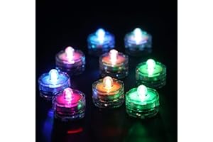 Rhytsing Set of 12 Submersible Led Tea Light, Waterproof Underwater Wedding Tealight, Multi-Color Changing Light, Batteries Included