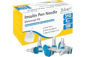 Pro Comfort Insulin Pen Needle 31G 4mm (5/32") 100 Count, Diabetic Pen Needles for Injections Universal Fit with Most Diabetes Pens Comfortable Sterile