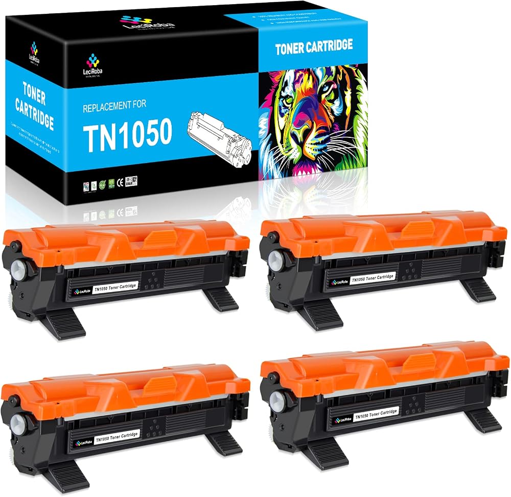 LeciRoba TN1050 Toner Cartridge 4-Pack Black for Brother DCP 1510 1610W HL