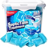 Vacplus Septic Tank Treatment, 24 Pack, 2-Year Supply | Bucket Packed, Flushable, Dissolvable, Easy Operation, Waste Odor Removal