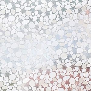 Housolution Refraction Window Films, No-glue Static Decor Privacy PVC Window Films Non-adhesive Frosted Glass Sticker Heat Control Anti UV Protective Cover for Home Decor, Cobblestone (79 x 18 IN)