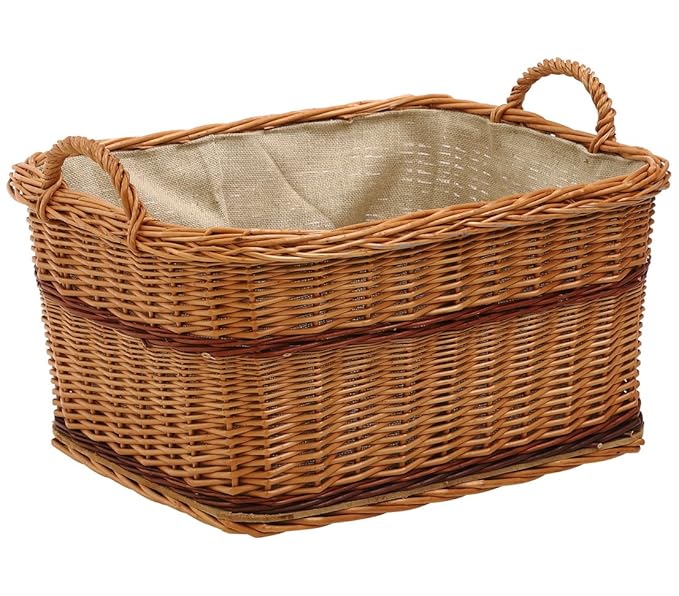 Dehner Weidenkorb mit Jute, ca. 60 x 47 x 31 cm, Weide, hellbraun