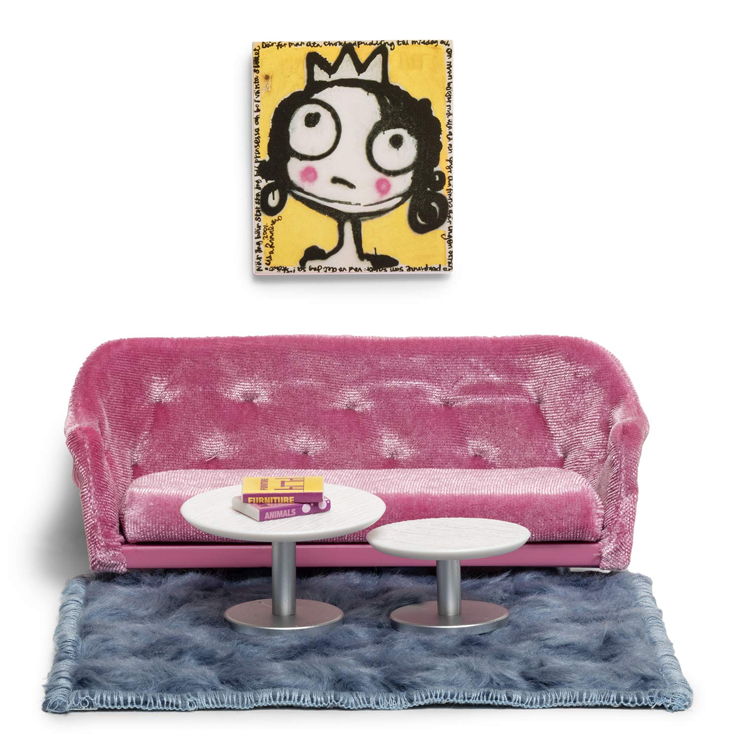 LUNDBY Dolls House Furniture Living Room Sets – Doll House Accessories – 7-pieces – for 11 cm Mini Dolls, Age 4+ 1:18