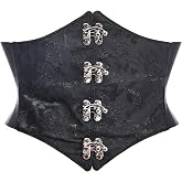Lavish Dark Crushed Velvet Corset Belt Cincher w/Clasps