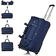 Hanke 20 Inch Expandable Carry On Luggage Suitcases with Wheels Foldable Duffle Bag for Travel Carry On suitcase Weekend Bag for Women Men（Blue）