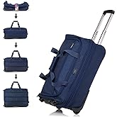 Hanke Expandable Carry On Luggage Suitcases with Wheels Foldable Duffle Bag for Travel Carry On suitcase Weekend Bag for Women Men(Blue)