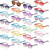 Hoteam 24 Pairs Colored Sunglasses Bulk Rimless Fun Party Sunglasses Transparent Round Candy Tinted Glasses Retro Eyewear for Women Adult Bachelorette Cosplay Party
