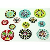 Beaded Rosettes Assorted Pack 6 - Large Native American Design Decorative Rossets - Beaded Indian Medallions - Black Powder Beadwork (6 Large)