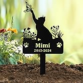 Qodwei Custom Cat Grave Marker Stake Outdoor, Personalized Metal Cat Memorial Grave Stake with Name and Year, Outdoor Weatherproof Personalized Cats Graves Memorial Plaque