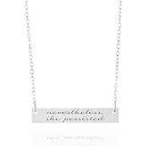 Nevertheless She Persisted Necklace Strength Jewelry Motivation Necklace Mantra Pendant Inspirational Charm, Nevertheless Jewelry