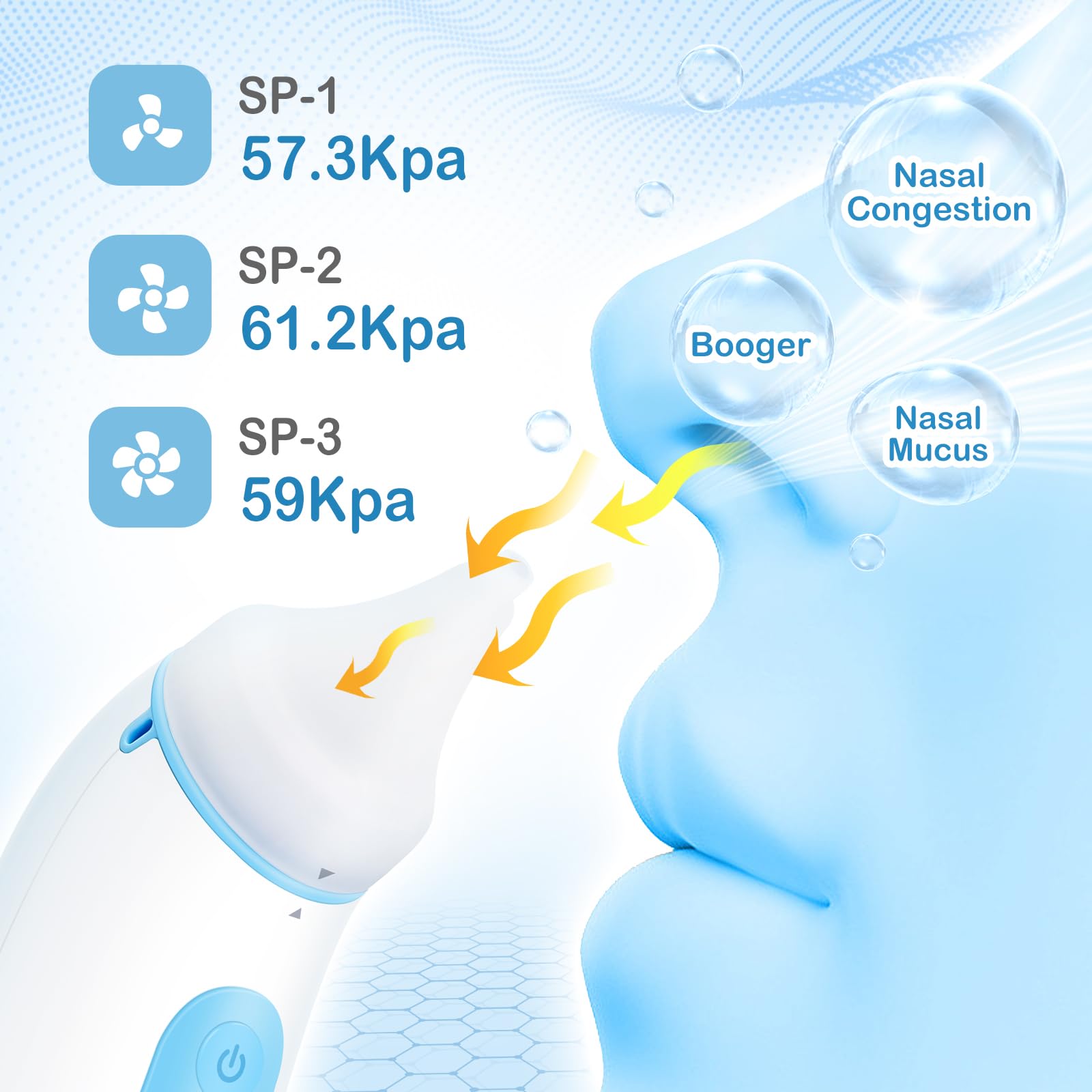 Easy@Home Nasal Aspirator for Baby: USB Rechargeable Electric Nose Suction, Gentle Effective Nose Sucker with 3 Levels of Adjustable Suction LED Night Light ENA102