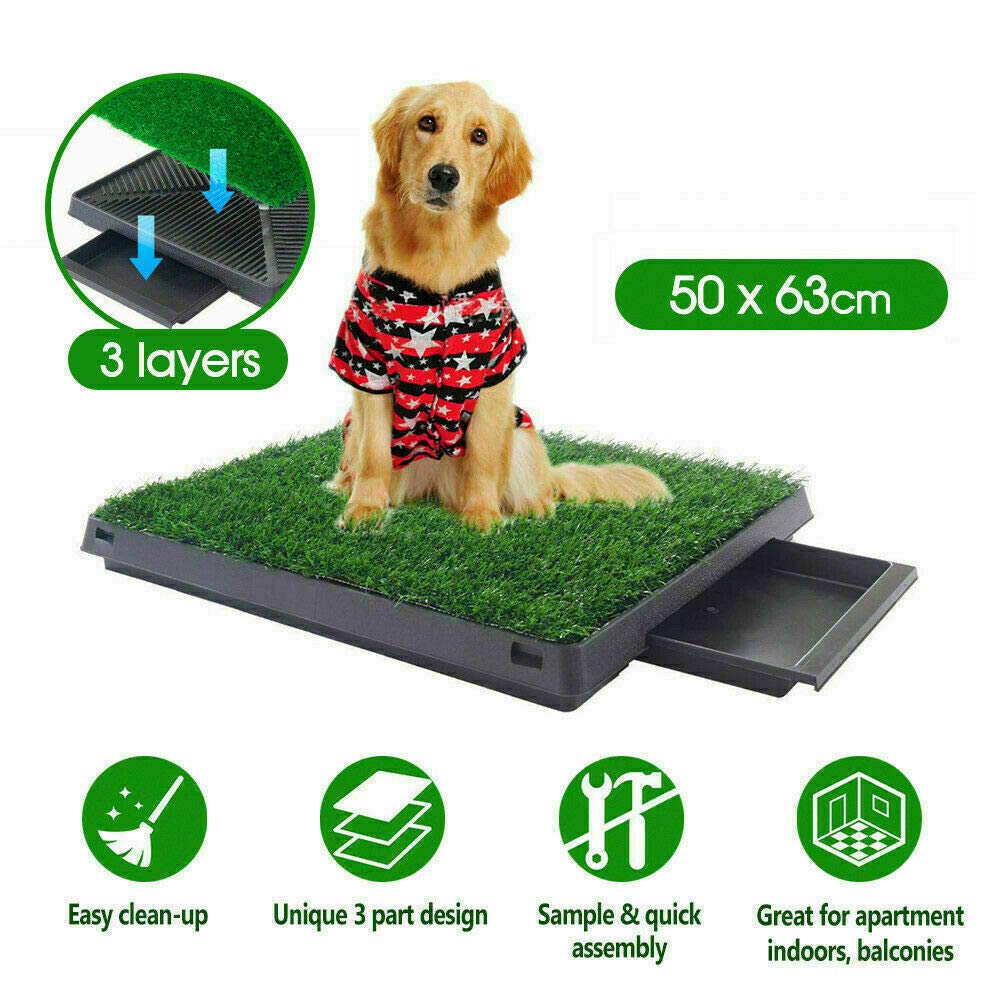 Indoor Dog Pet Potty Training Portable Toilet Loo Pad Tray with Grass