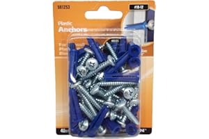 THEHILLMANGROUP The Hillman Group Plastic Anchor with #10-12 Screws 1"-1/4 Inch (40 Plastic Anchors & Screws)